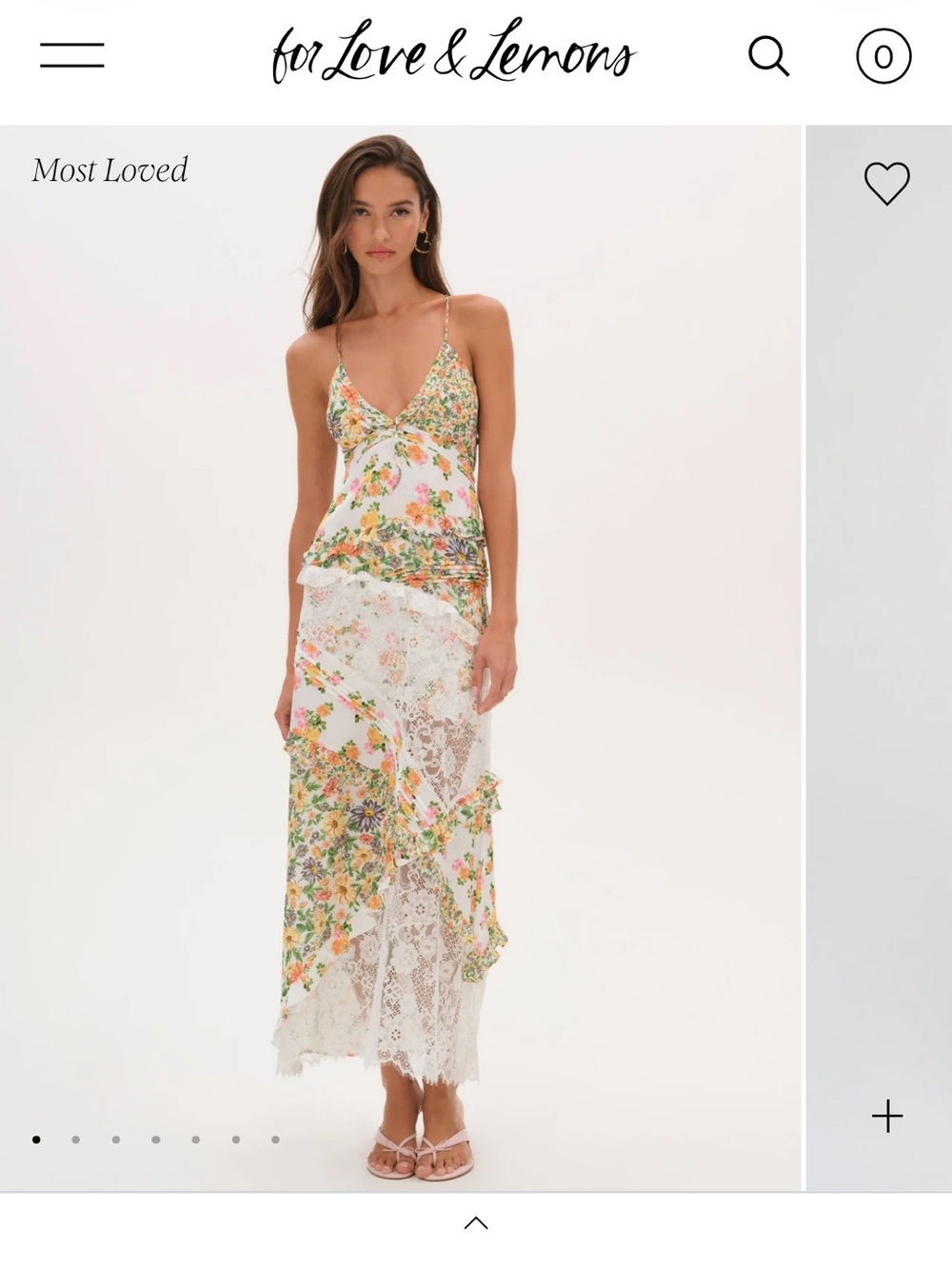 For Love & Lemons Multicolor Floral Lace Maxi Slip Dress